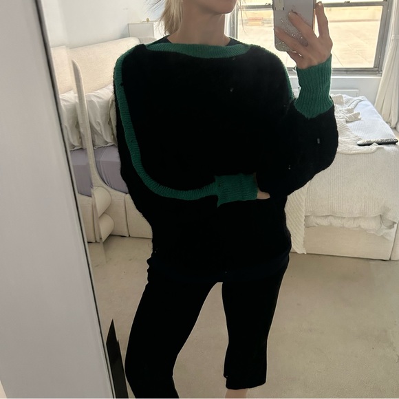 THIERRY MUGLER Vintage Back and Green Boatneck Sweater sz 42 / US 6 - Picture 4 of 14